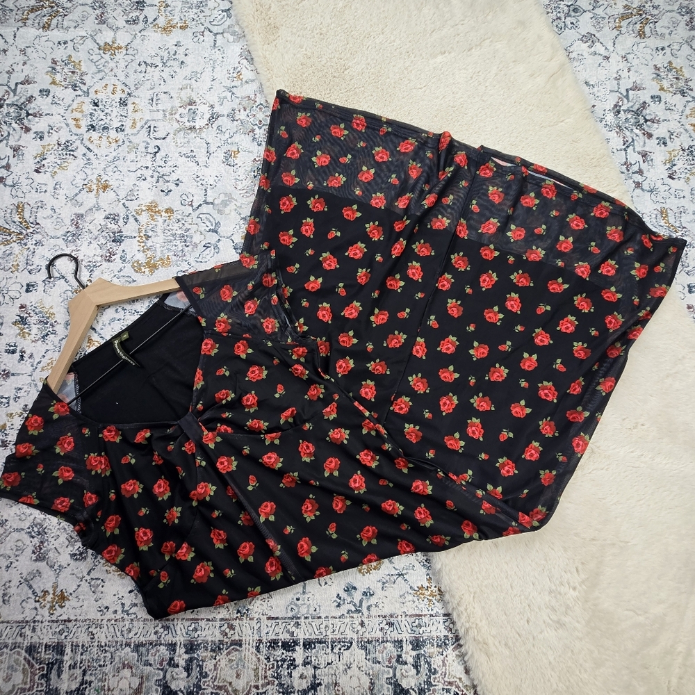 Princess Highway Black Rosebud Floral Dress Women AU 16 / US 12